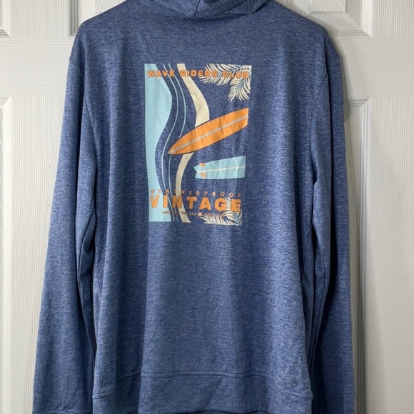 Original Weatherproof Vintage Sun Proof Blue Zip Up Hoodie Size M - Picture 9 of 13
